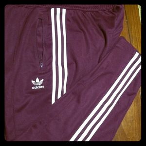Maroon Adidas track pants